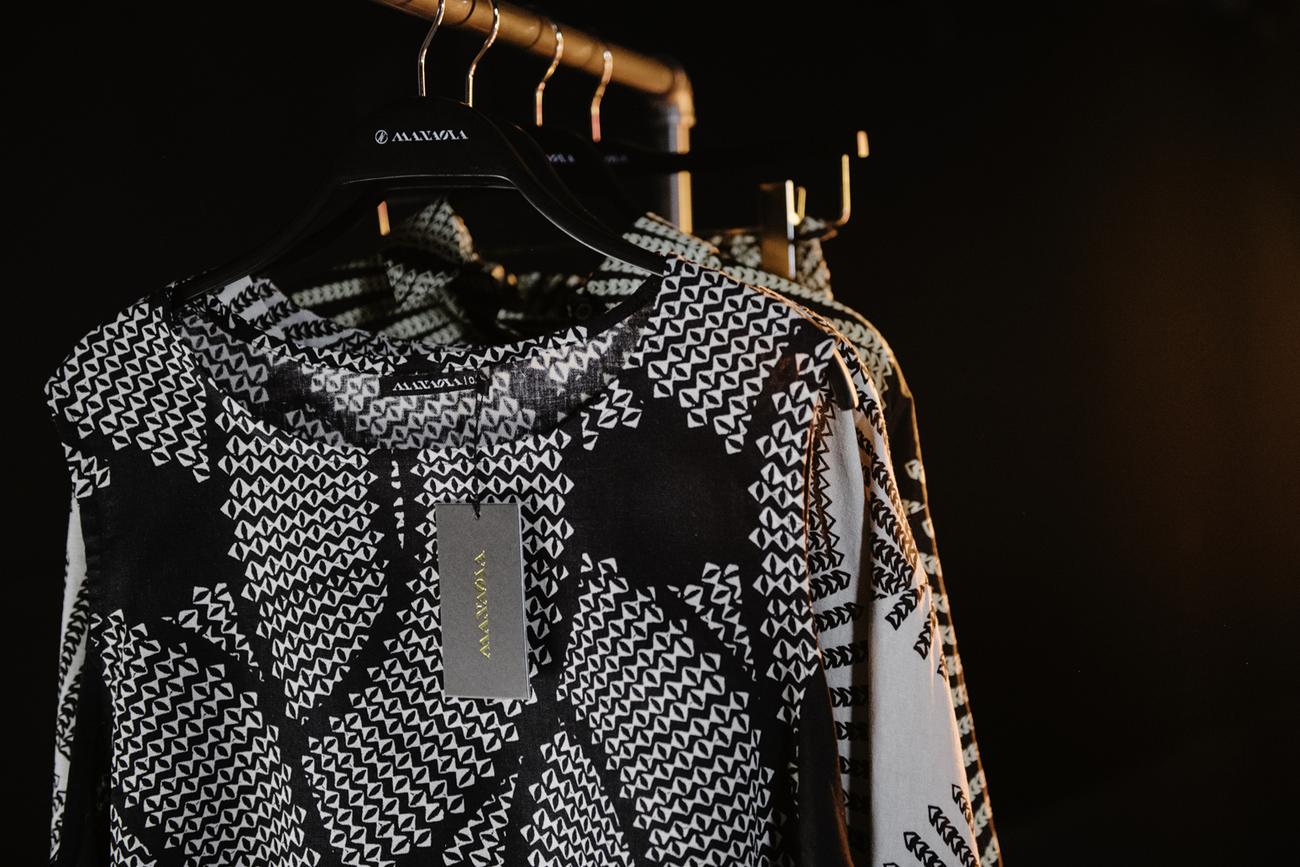 Rack of designer clothing