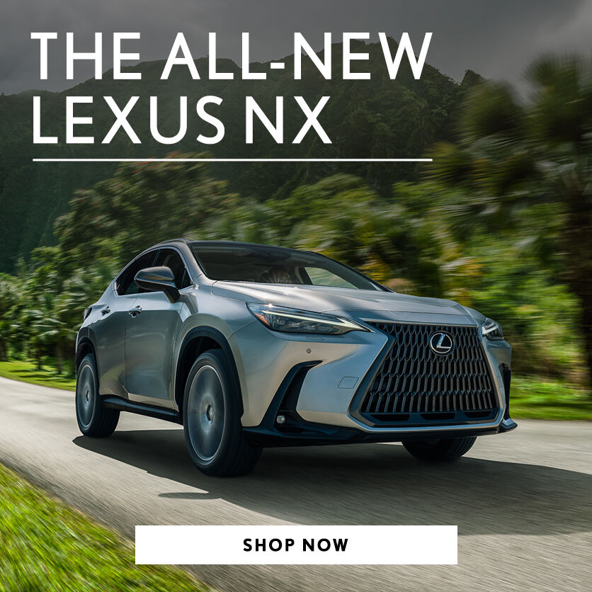 The all-new 2022 NX driving down an open road.