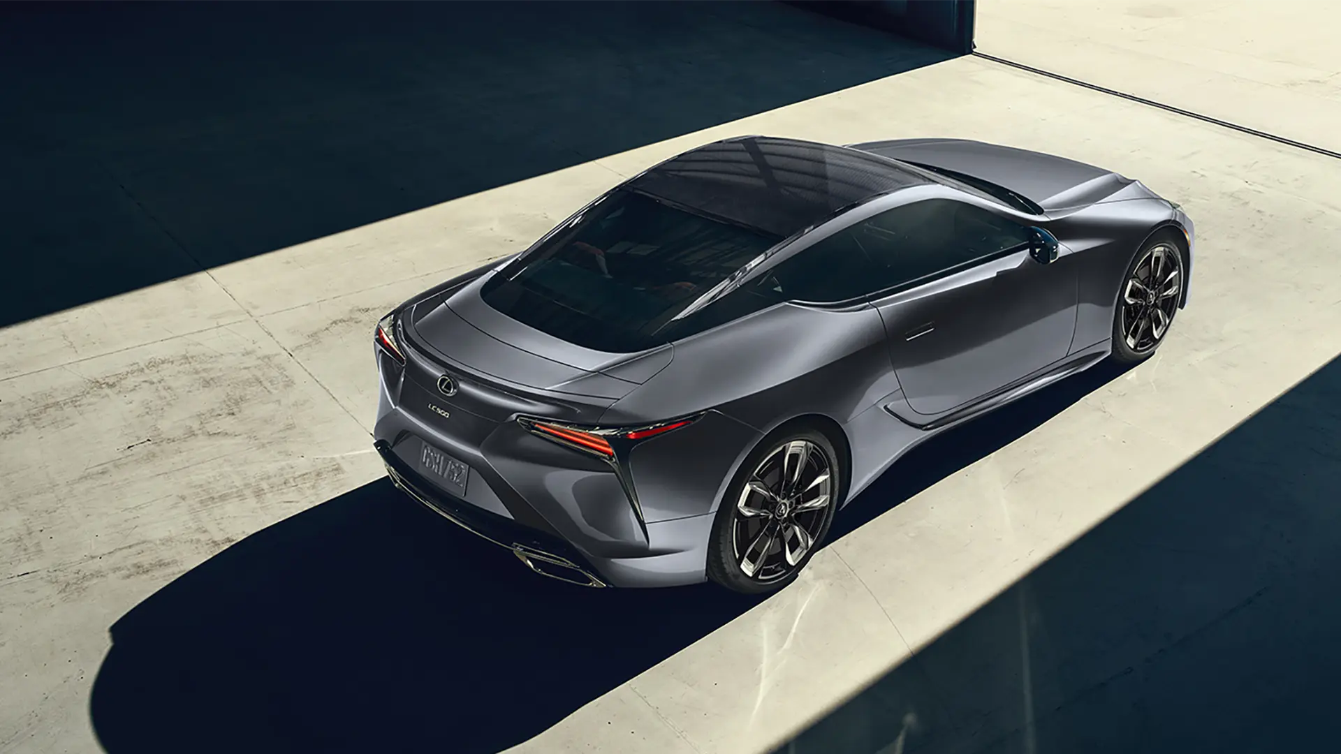 LC 500 on concrete road.
