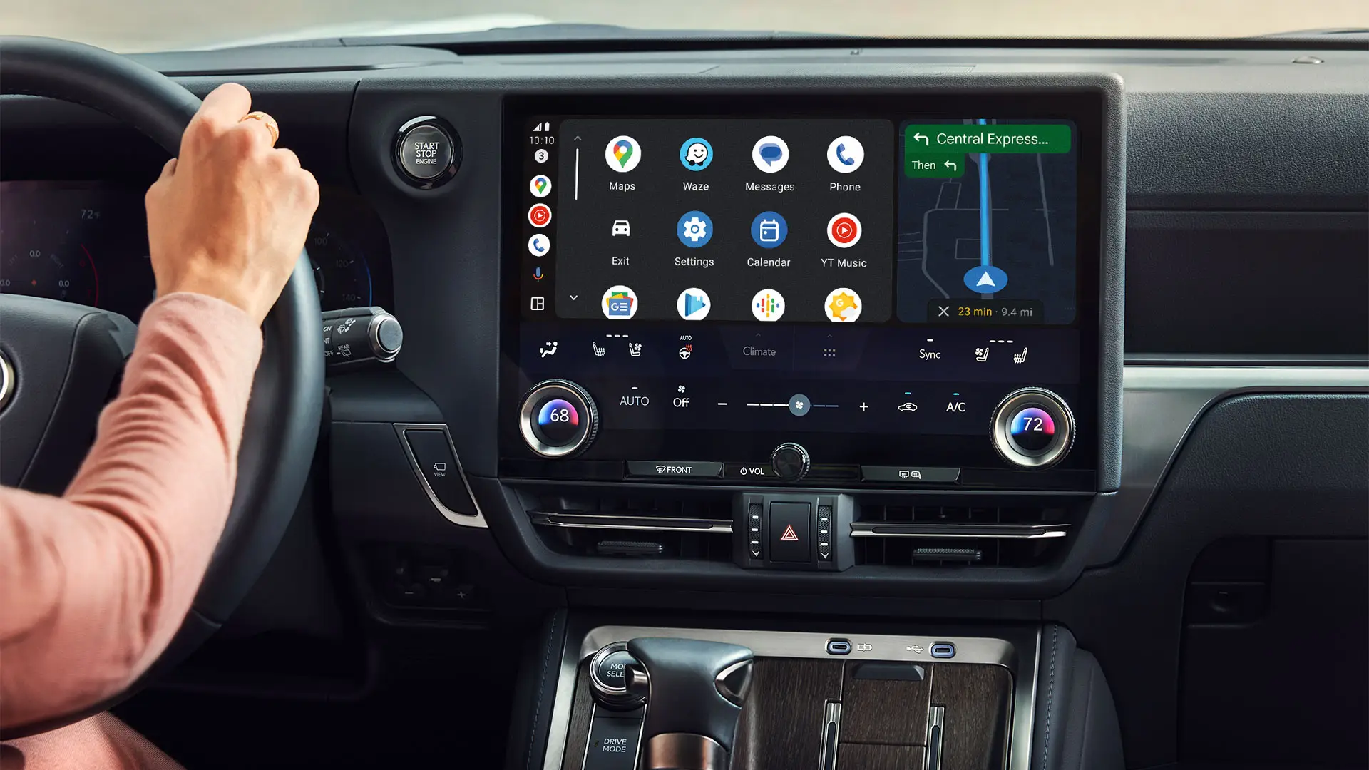 Front console and multi-media digital display touchscreen