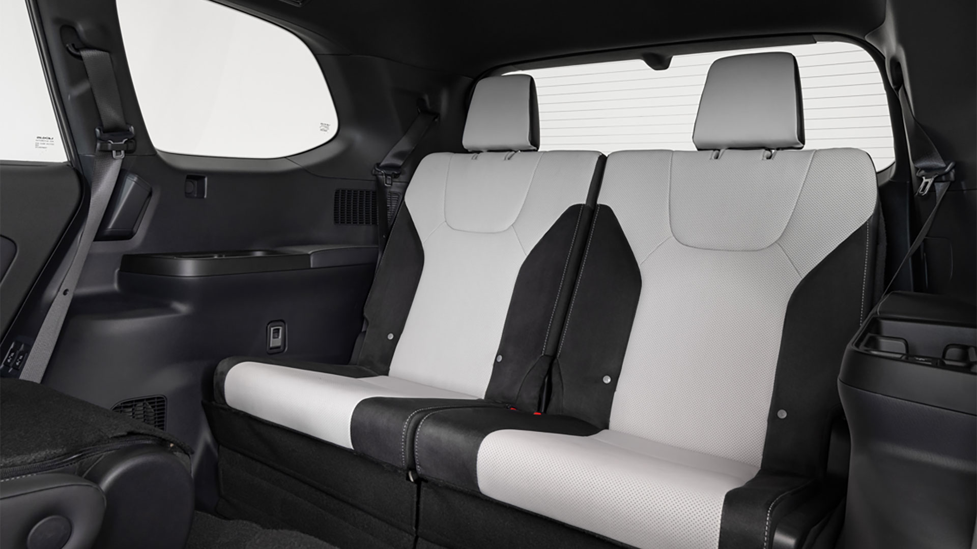 Third row seats in the 2025 Lexus TX 500 Hybrid with Birch leather-trimmed seats and Black Grained trim (Luxury)